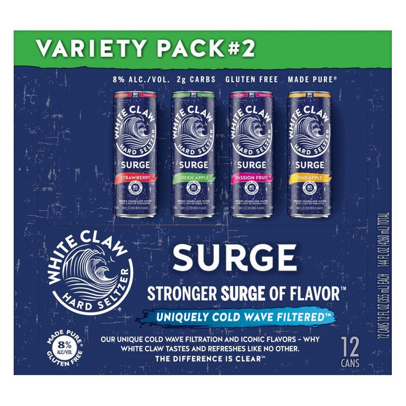 slide 8 of 14, White Claw Hard Seltzer White Claw Surge Variety #2 - 12pk/12 fl oz Cans, 2 x 12 ct, 12 fl oz