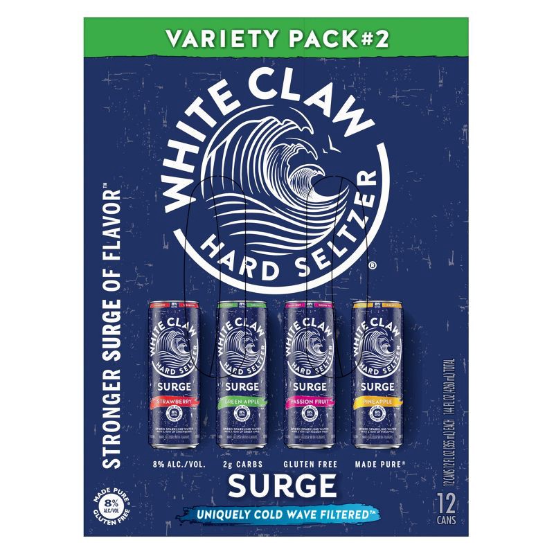 slide 10 of 14, White Claw Hard Seltzer White Claw Surge Variety #2 - 12pk/12 fl oz Cans, 2 x 12 ct, 12 fl oz