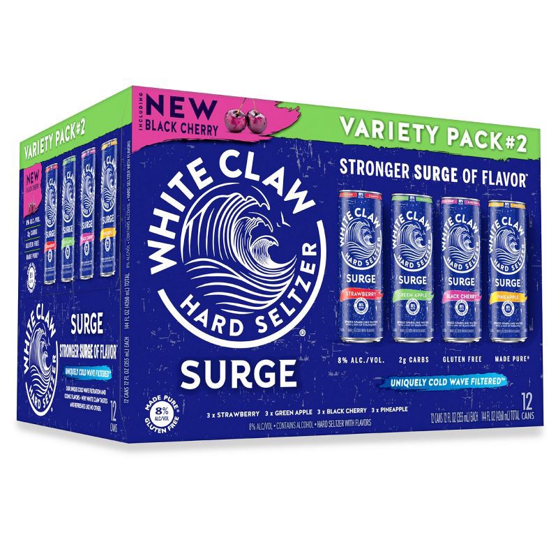 slide 1 of 14, White Claw Hard Seltzer White Claw Surge Variety #2 - 12pk/12 fl oz Cans, 2 x 12 ct, 12 fl oz