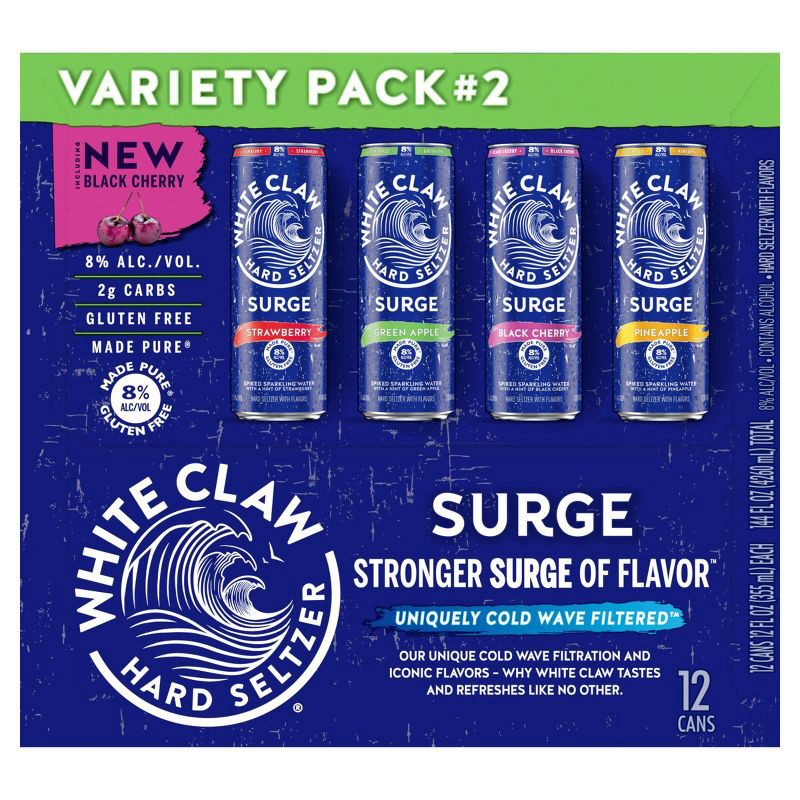 slide 11 of 14, White Claw Hard Seltzer White Claw Surge Variety #2 - 12pk/12 fl oz Cans, 2 x 12 ct, 12 fl oz