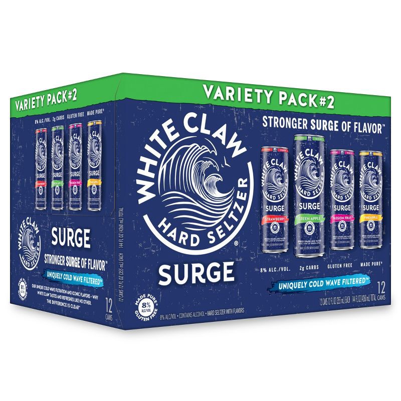 slide 1 of 6, White Claw Hard Seltzer White Claw Surge Variety #2 - 12pk/12 fl oz Cans, 2 x 12 ct, 12 fl oz