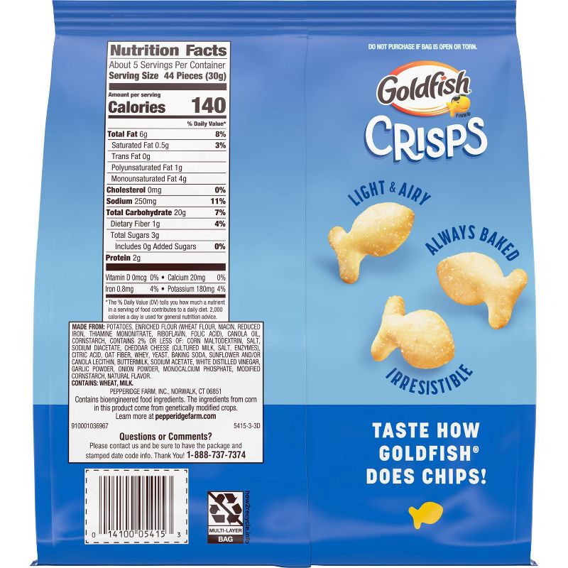 slide 8 of 11, Goldfish Crisps Salt & Vinegar Flavored Baked Chip Crackers Bag - 6.25oz, 6.25 oz