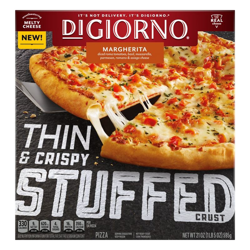 slide 1 of 14, DiGiorno Thin & Crispy Stuffed Crust Margherita Frozen Pizza - 21oz, 21 oz