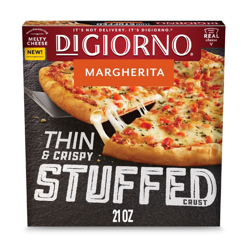 slide 10 of 14, DiGiorno Frozen Thin & Crispy Stuffed Crust Margherita Pizza - 21oz, 21 oz