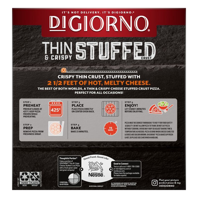 slide 11 of 14, DiGiorno Frozen Thin & Crispy Stuffed Crust Margherita Pizza - 21oz, 21 oz