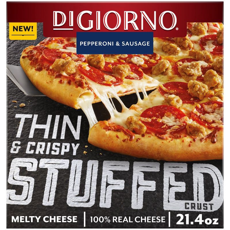 slide 1 of 15, DiGiorno Thin & Crispy Stuffed Crust Pepperoni & Sausage Frozen Pizza - 21.4oz, 21.4 oz