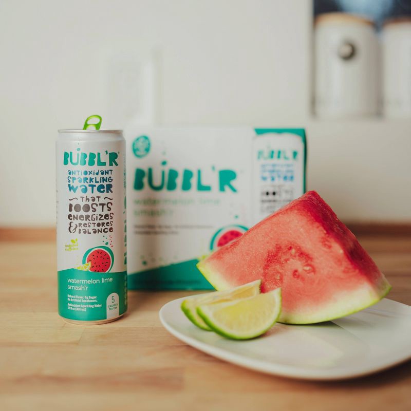 slide 3 of 5, BUBBL'R Watermelon Lime Smash'r Antioxidant Sparkling Water - 6pk/12 fl oz Cans, 6 ct; 12 fl oz