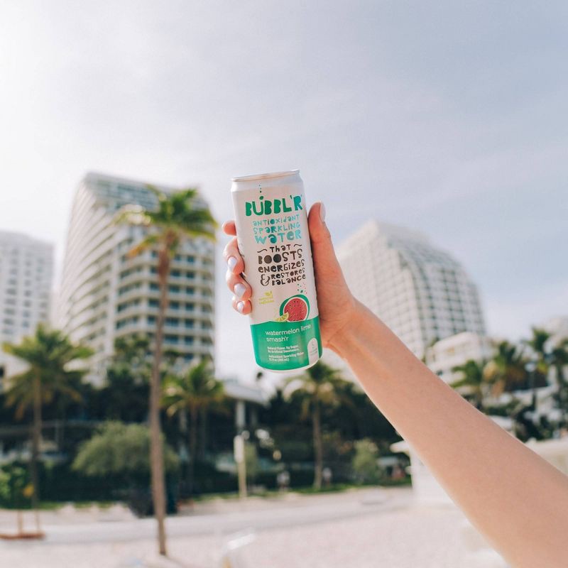slide 4 of 5, BUBBL'R Watermelon Lime Smash'r Antioxidant Sparkling Water - 6pk/12 fl oz Cans, 6 ct; 12 fl oz