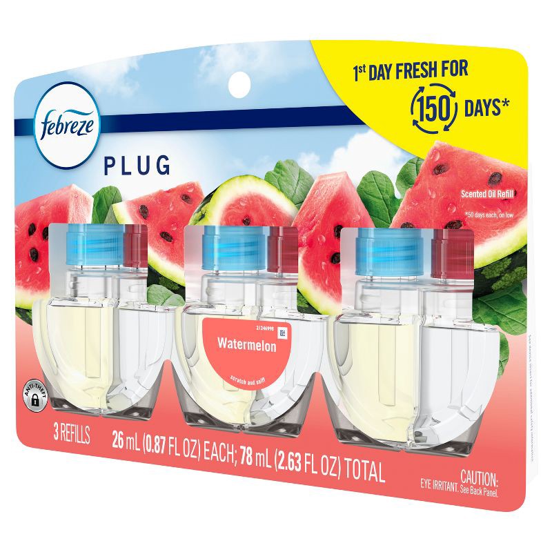 slide 8 of 9, Febreze Plug Triple Refill Air Freshener Sweet Watermelon Vine - 3ct, 3 ct