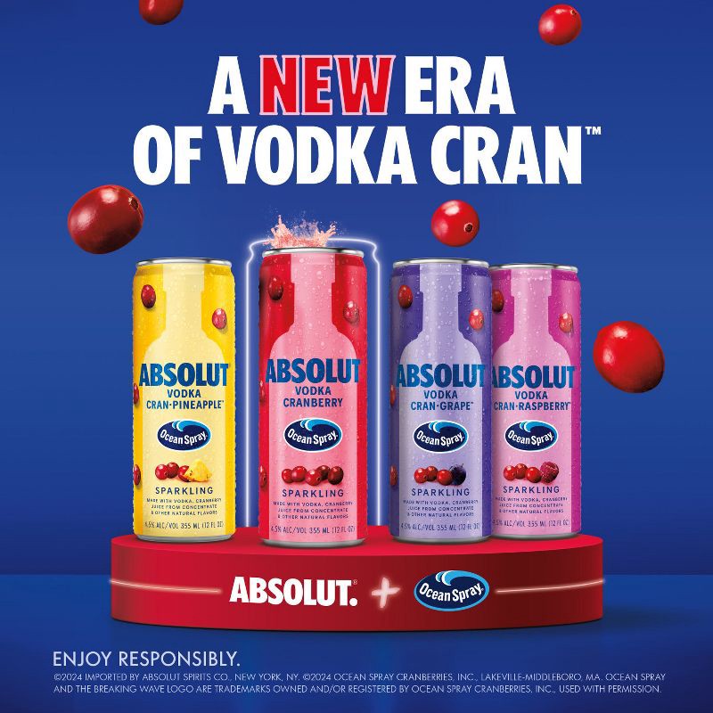 slide 2 of 6, Absolut Ocean Spray Variety Cocktails - 8pk/355ml Cans, 8 ct, 355 ml