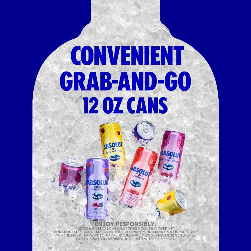 slide 3 of 6, Absolut Ocean Spray Variety Cocktails - 8pk/355ml Cans, 8 ct, 355 ml