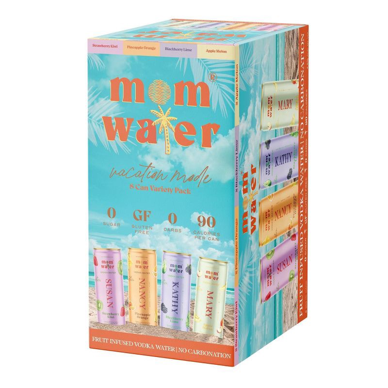 slide 3 of 12, Mom Water - Vacation Mode Variety Pack 8pk/355ml Cans, 8 ct, 355 ml