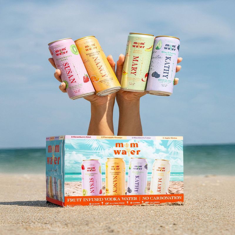 slide 8 of 12, Mom Water - Vacation Mode Variety Pack 8pk/355ml Cans, 8 ct, 355 ml