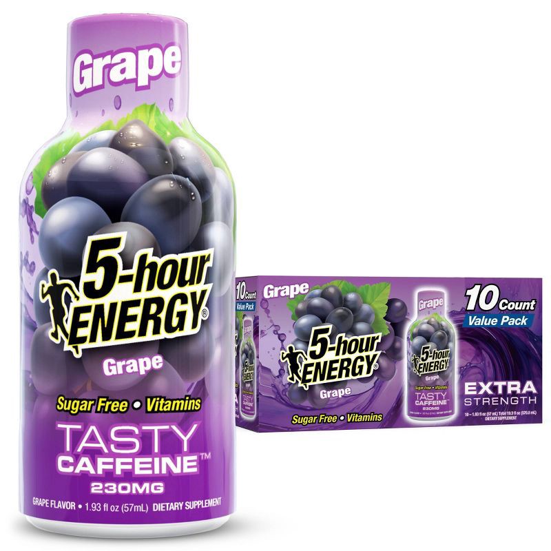 slide 1 of 8, 5 Hour Energy Shot Extra Strength - Grape - 1.93oz/10pk, 1.93 oz, 10 ct