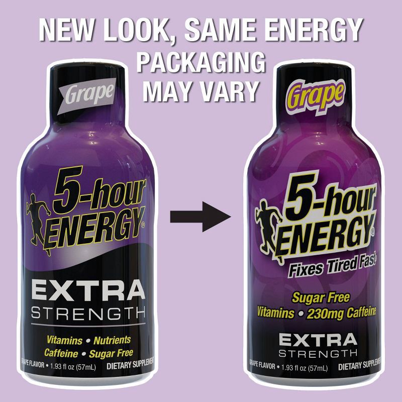 slide 6 of 8, 5 Hour Energy Extra Strength Shot Dietary Supplement - Grape - 10pk, 10 ct