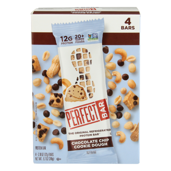 slide 1 of 1, Perfect Bar Gluten-Free Chocolate Chip Cookie Dough Protein Bar, 4 count, 2.2 oz, 2.3 oz