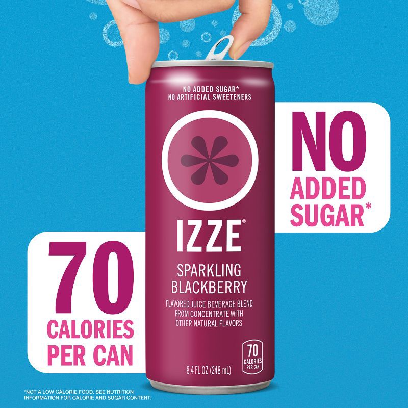 slide 4 of 8, IZZE Blackberry Sparkling Juice - 6pk/8.4 fl oz Cans, 6 ct; 8.4 fl oz