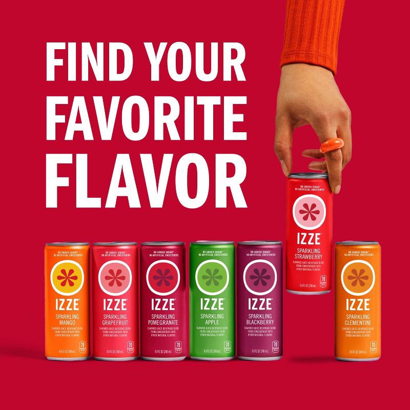 slide 7 of 8, IZZE Strawberry Sparkling Juice - 6pk/8.4 fl oz Cans, 6 ct; 8.4 fl oz