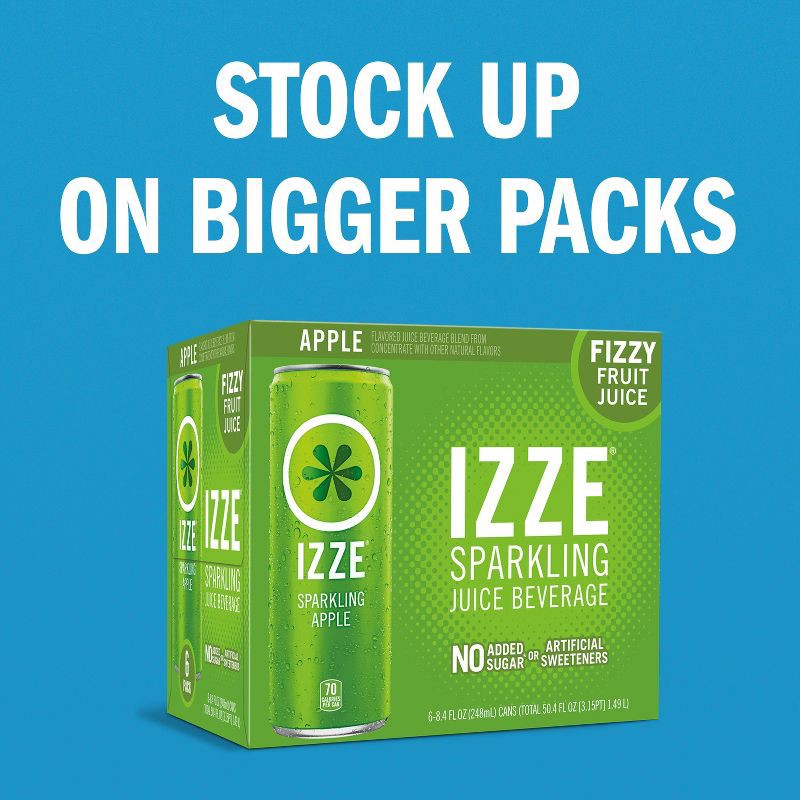 slide 8 of 9, IZZE Apple Sparkling Juice - 6pk/8.4 fl oz Cans, 6 ct; 8.4 fl oz