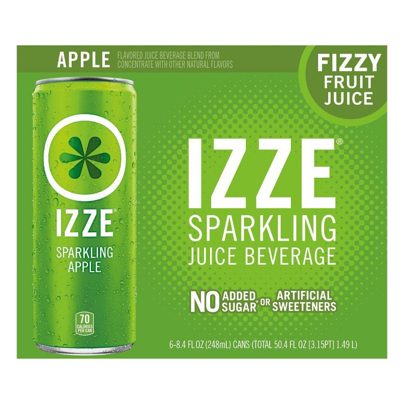 slide 1 of 9, IZZE Apple Sparkling Juice - 6pk/8.4 fl oz Cans, 6 ct; 8.4 fl oz