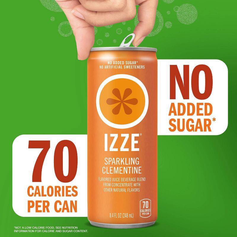 slide 5 of 11, IZZE Clementine Sparkling Juice - 6pk/8.4 fl oz Cans, 6 ct; 8.4 fl oz