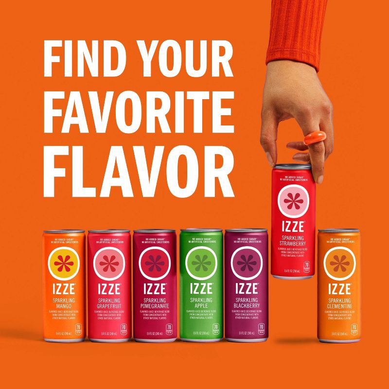 slide 8 of 11, IZZE Clementine Sparkling Juice - 6pk/8.4 fl oz Cans, 6 ct; 8.4 fl oz