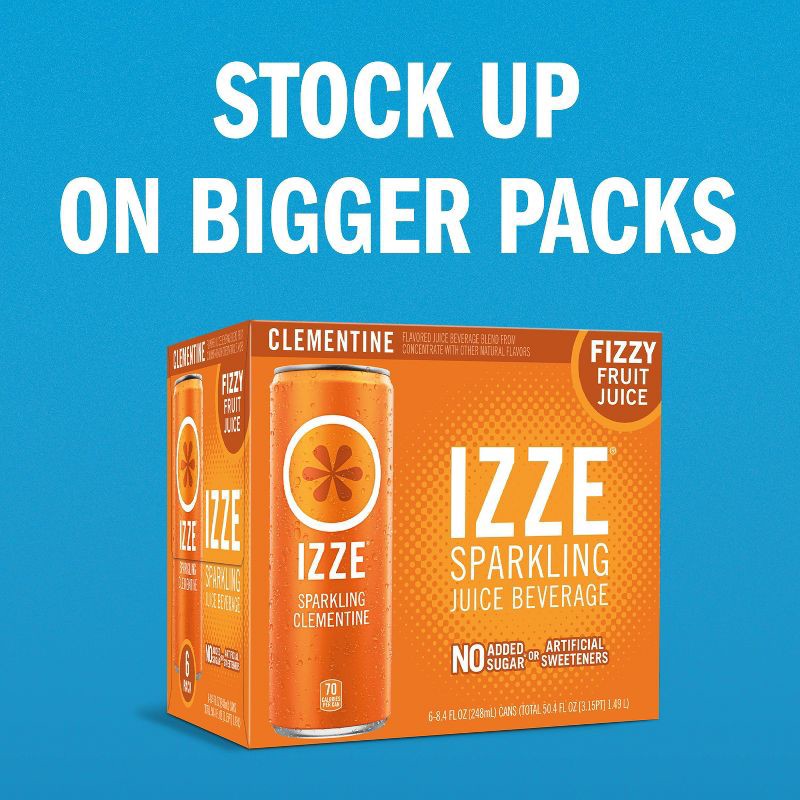 slide 9 of 11, IZZE Clementine Sparkling Juice - 6pk/8.4 fl oz Cans, 6 ct; 8.4 fl oz