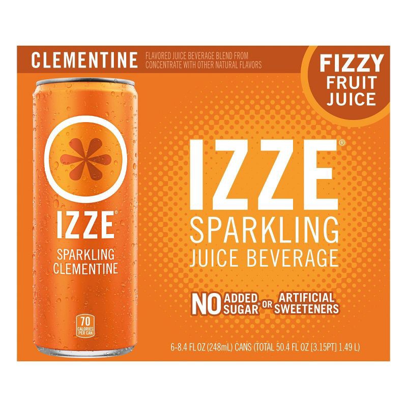 slide 1 of 11, IZZE Clementine Sparkling Juice - 6pk/8.4 fl oz Cans, 6 ct; 8.4 fl oz