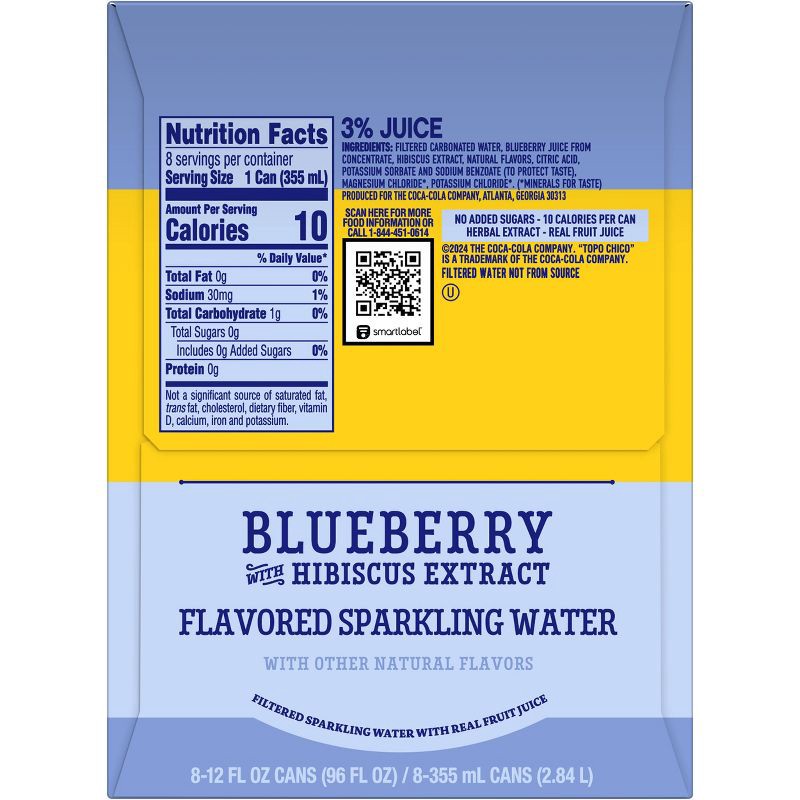 slide 4 of 6, Topo Chico Sabores Blueberry Hibiscus Sparkling Water - 8pk/12 fl oz Cans, 8 ct; 12 fl oz