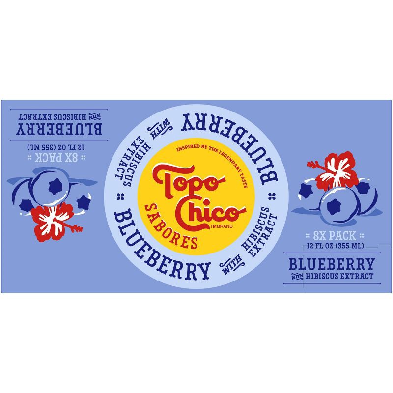slide 5 of 6, Topo Chico Sabores Blueberry Hibiscus Sparkling Water - 8pk/12 fl oz Cans, 8 ct; 12 fl oz