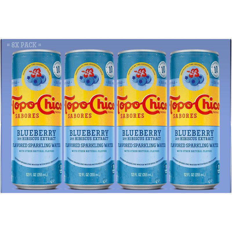 slide 6 of 6, Topo Chico Sabores Blueberry Hibiscus Sparkling Water - 8pk/12 fl oz Cans, 8 ct; 12 fl oz