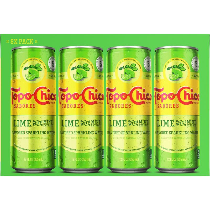 slide 5 of 8, Topo Chico Sabores Lime Mint Sparkling Water - 8pk/12 fl oz Cans, 8 ct; 12 fl oz