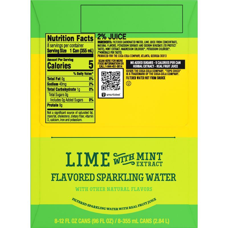 slide 6 of 8, Topo Chico Sabores Lime Mint Sparkling Water - 8pk/12 fl oz Cans, 8 ct; 12 fl oz