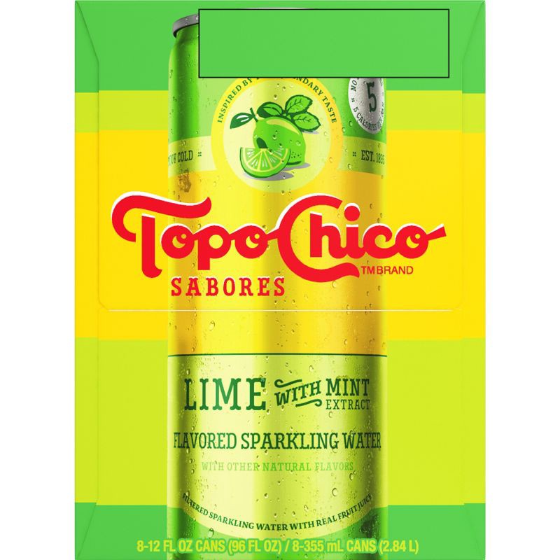 slide 7 of 8, Topo Chico Sabores Lime Mint Sparkling Water - 8pk/12 fl oz Cans, 8 ct; 12 fl oz