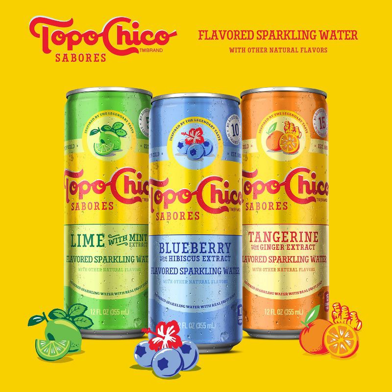 slide 2 of 7, Topo Chico Sabores Tangerine Ginger Sparkling Water - 8pk/12 fl oz Cans, 8 ct; 12 fl oz