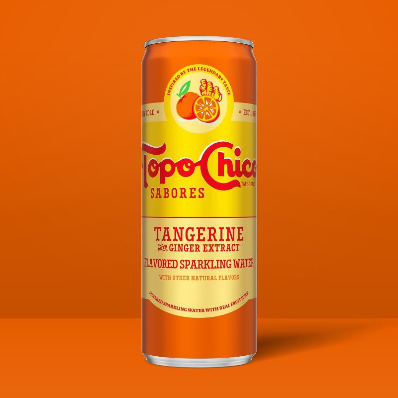 slide 2 of 8, Topo Chico Sabores Tangerine Ginger Sparkling Water - 8pk/12 fl oz Cans, 8 ct; 12 fl oz