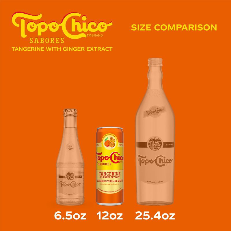 slide 4 of 8, Topo Chico Sabores Tangerine Ginger Sparkling Water - 8pk/12 fl oz Cans, 8 ct; 12 fl oz