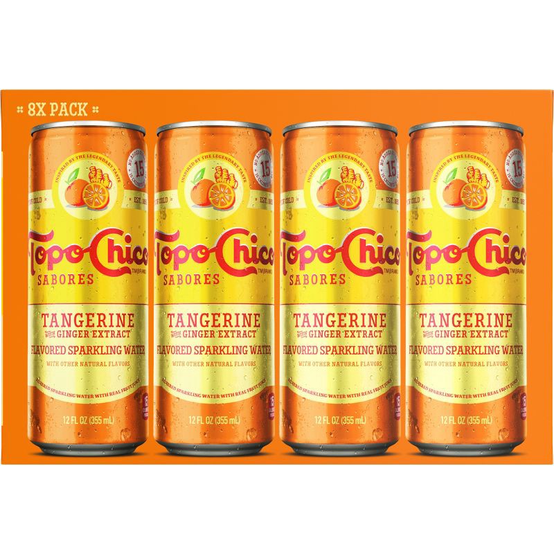 slide 5 of 7, Topo Chico Sabores Tangerine Ginger Sparkling Water - 8pk/12 fl oz Cans, 8 ct; 12 fl oz
