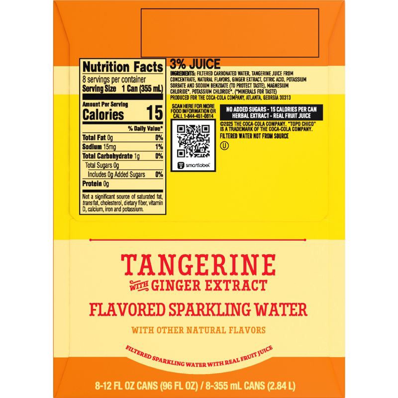 slide 6 of 7, Topo Chico Sabores Tangerine Ginger Sparkling Water - 8pk/12 fl oz Cans, 8 ct; 12 fl oz
