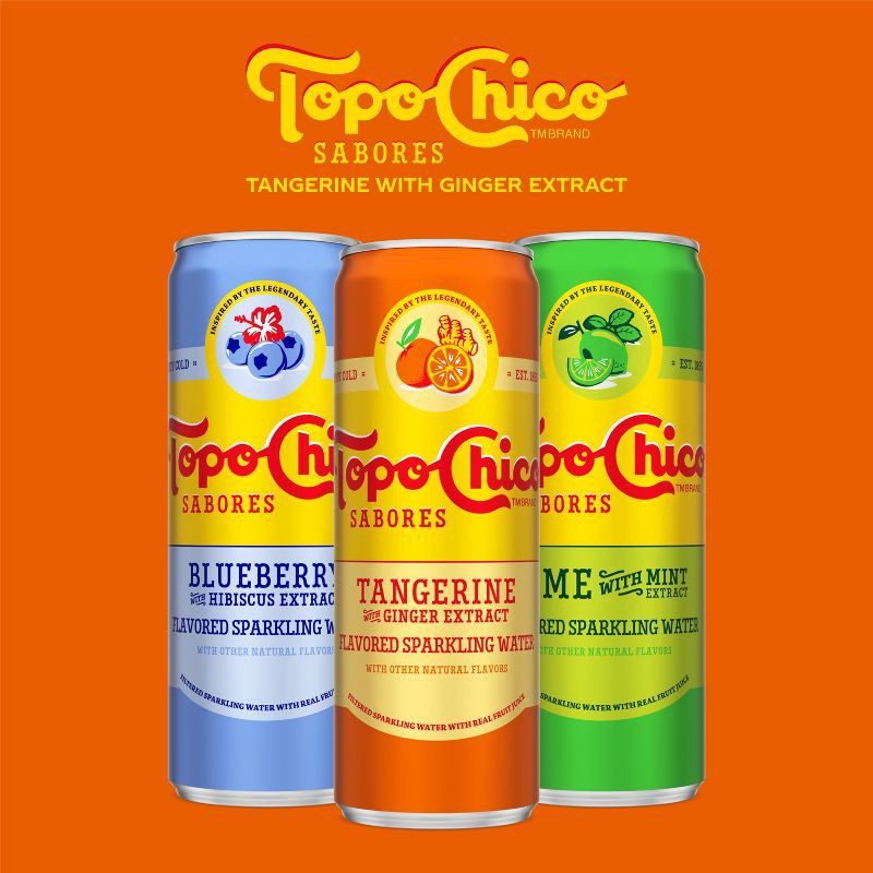 slide 8 of 8, Topo Chico Sabores Tangerine Ginger Sparkling Water - 8pk/12 fl oz Cans, 8 ct; 12 fl oz