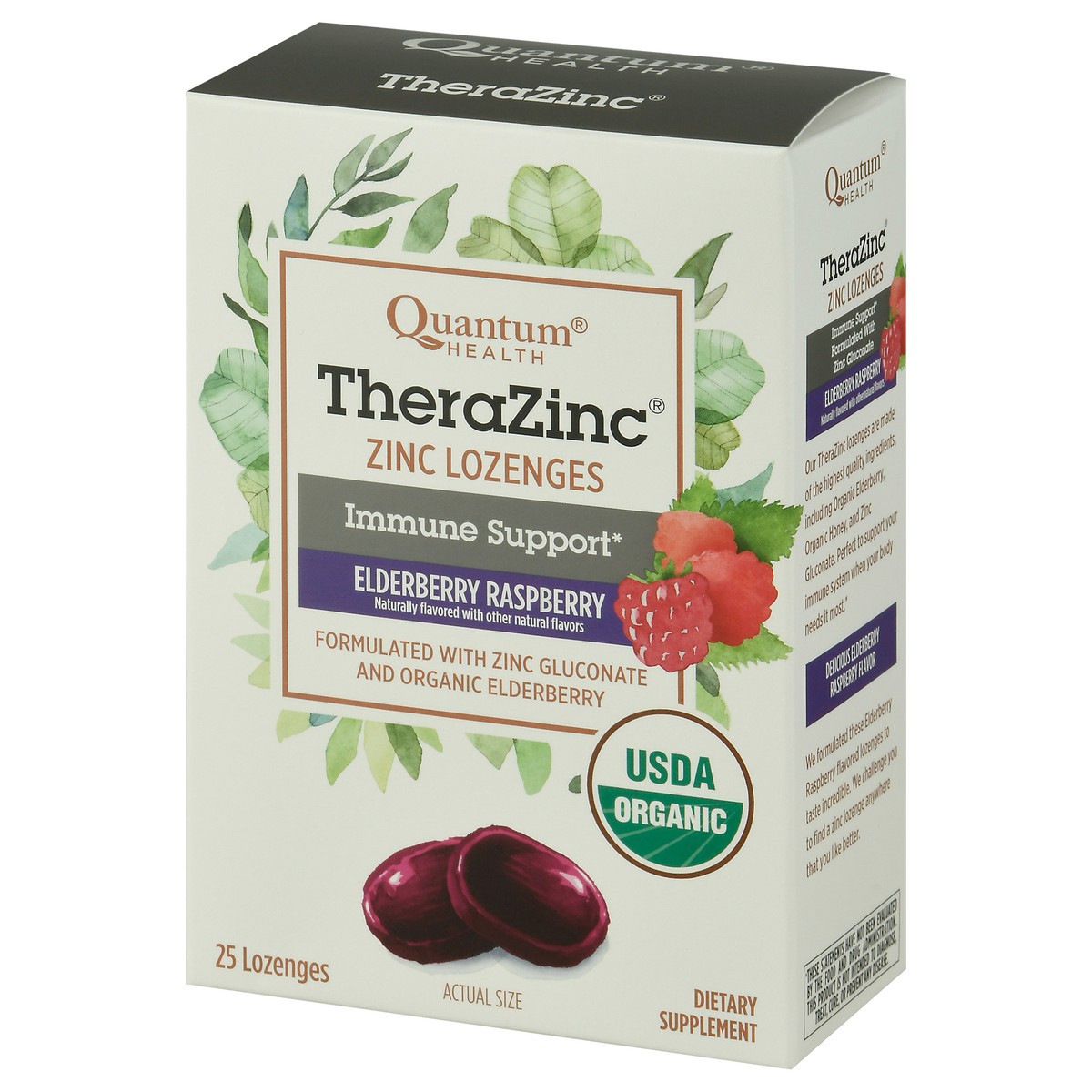 slide 2 of 9, Quantum Health Organic TheraZinc Elderberry Raspberry Immune Support Zinc Supplement Lozenges, 25 Ct, 25 ct