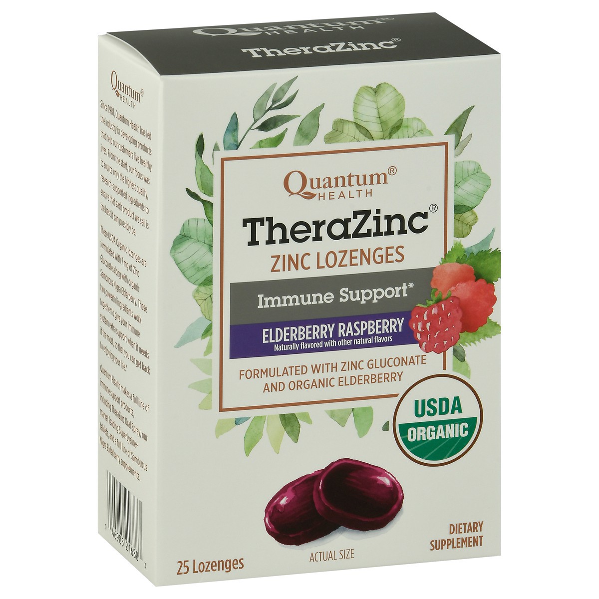 slide 9 of 9, Quantum Health Organic TheraZinc Elderberry Raspberry Immune Support Zinc Supplement Lozenges, 25 Ct, 25 ct