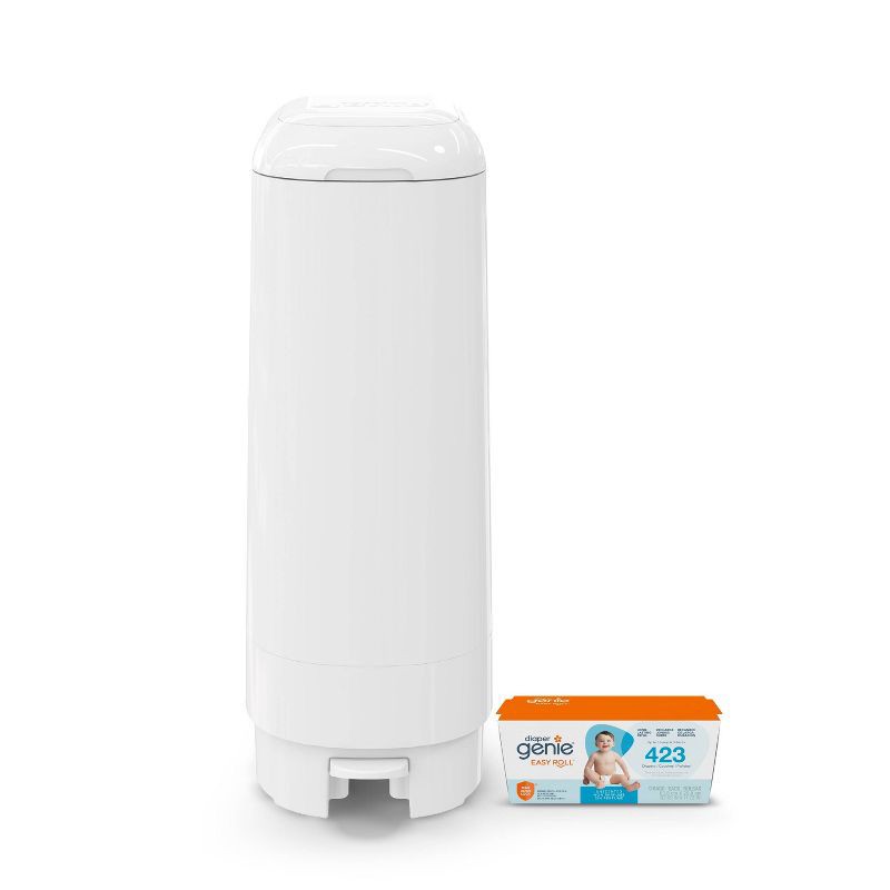 slide 2 of 13, Diaper Genie Signature Pail with 9 Bags - White, 1 ct