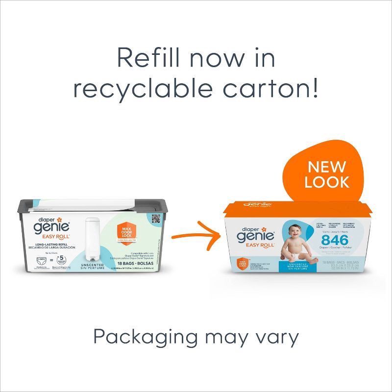 slide 13 of 13, Diaper Genie Signature Pail with 9 Bags - White, 1 ct