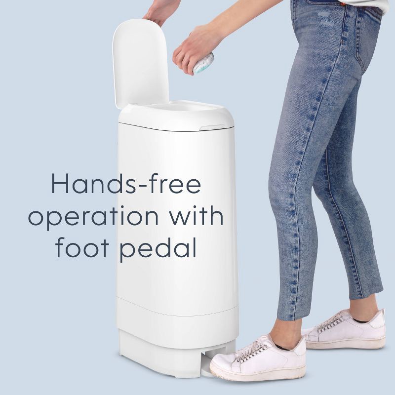 slide 5 of 13, Diaper Genie Signature Pail with 9 Bags - White, 1 ct