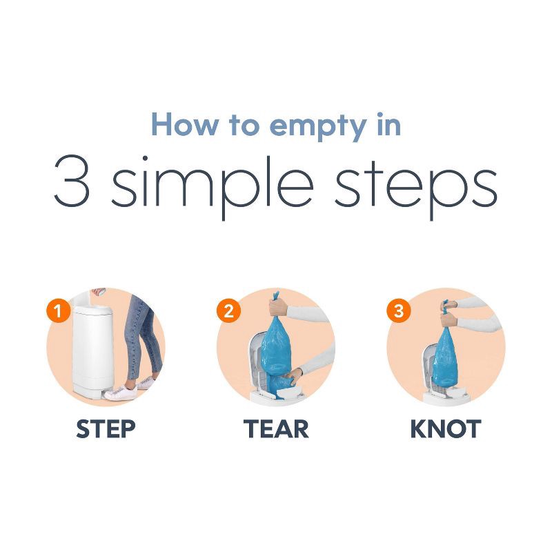 slide 7 of 13, Diaper Genie Signature Pail with 9 Bags - White, 1 ct