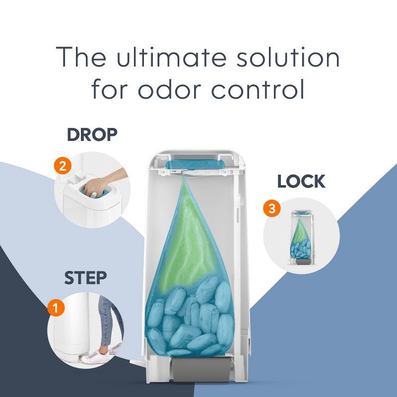 slide 8 of 13, Diaper Genie Signature Pail with 9 Bags - White, 1 ct