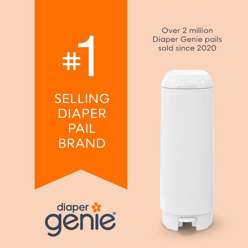 slide 9 of 13, Diaper Genie Signature Pail with 9 Bags - White, 1 ct