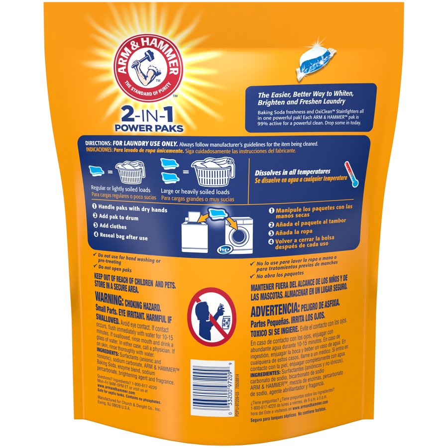 slide 4 of 4, ARM & HAMMER Oxiclean Stain Fighters Cleanburst 2-in-1 Power Paks, 62 ct
