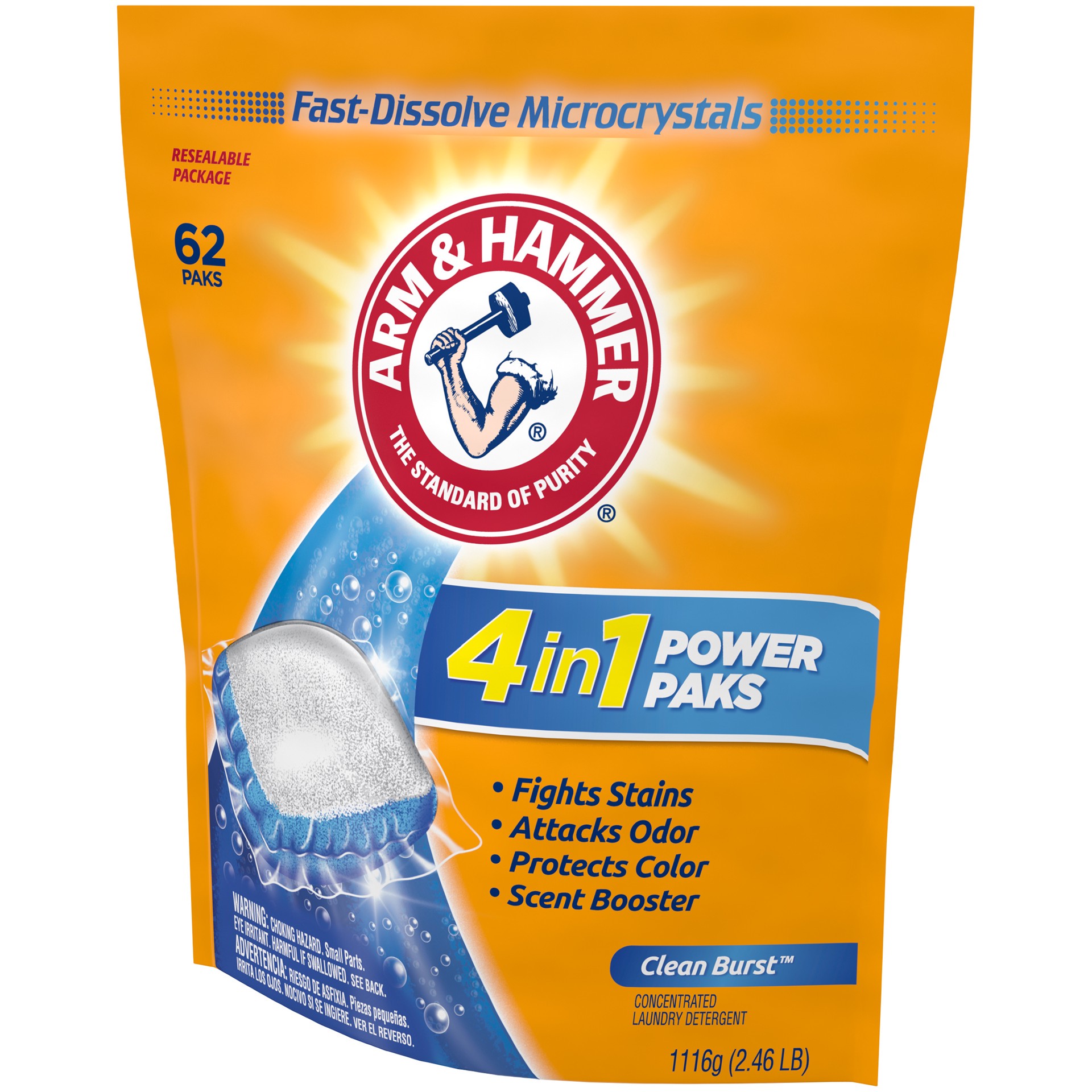 slide 5 of 5, ARM & HAMMER Arm Hammer 4-in-1 Laundry Detergent Power Paks, 62 Count (Packaging may vary), 62 ct